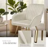 Chaise MARILYN en velours matelassé - crème/or, par pièce Voir les images du produit 4