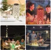 Collage of lifestyle shots showing crystal diamond table lamps in various settings, including outdoor dining and indoor gatherings. Produktbild-Vorschau