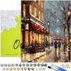 Malen nach Zahlen Erwachsene Stadt Winter Spaziergang 50x40 Produktbild-Vorschau 1