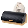 Theo Cleo Brotkasten Metall Holz, Brotbox Schwarz, Brot Produktbild-Vorschau 1