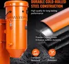 Marketing image showing an orange industrial vacuum system with text highlighting its features. Voir les images du produit