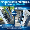 A split image showing two different mounting options for a bicycle lock. Produktbild-Vorschau