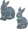 Figurines Lapin Gris - 2 pièces - Pierre - 17 et 20 cm Voir les images du produit 1