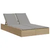 vidaXL Doppel-Sonnenliege mit Auflagen Beige Poly Rattan Produktbild-Vorschau 1