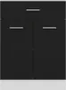 A front view of a black cabinet with silver handles, set against a white background. Voir les images du produit