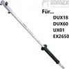 A silver shaft extension for a power tool, shown against a white background with text indicating compatibility. Anteprima dell’immagine prodotto