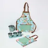 HOMESCAPES Blau-Rosa Gartenschürze mit Rosen-Design Produktbild-Vorschau 6