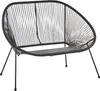 BELIANI Ławka sofa balkonowa czarna technorattan stal 114 Podgląd zdjęcia produktu 4