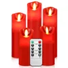 A set of five red LED candles with a remote control. Produktbild-Vorschau