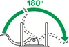 Diagram showing the 180-degree opening range of a binder. Voir les images du produit