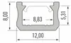 LED Aluminium Profil PD-X 1 Meter Aluprofil Leiste 12 x 8mm Produktbild-Vorschau 4