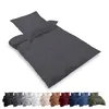 A dark gray duvet cover and pillow are laid out on a white background. Below are several smaller images of the same duvet cover and pillow set in different colors. Produktbild-Vorschau