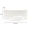 A white curved reception desk with dimensions indicated by dashed lines and text. Anteprima dell’immagine prodotto