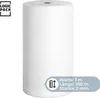 A roll of white PE foam sheeting, likely used for packaging or underlayment, is shown against a white background. A logo and a descriptive overlay are present. Produktbild-Vorschau
