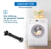 A washing machine with a stack of towels on top, and a washing machine part in the foreground. Text indicates suitability for washing machines. Produktbild-Vorschau