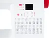 Close-up of the control panel of a sewing machine, showing stitch selection options and digital display. Produktbild-Vorschau