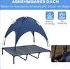 A blue elevated dog bed with a detachable canopy. Produktbild-Vorschau