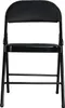 A black folding chair shown from the front against a white background. Produktbild-Vorschau