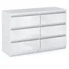 A white, modern dresser with six drawers. Produktbild-Vorschau