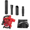 A red and black leaf blower with various attachments and a collection bag, displayed against a white background. Produktbild-Vorschau