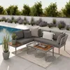 home24 Loungeset - 3-teilig - Stahl / Polyester - Anthrazit Produktbild-Vorschau 1