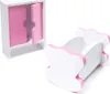 A dollhouse wardrobe and a dollhouse cradle are shown against a white background. Voir les images du produit