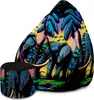A bean bag chair and ottoman with an elephant and tropical foliage design. Voir les images du produit