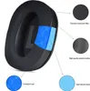 A cutaway view of a headphone earpad showing its internal layers and materials, with callouts to each material. Náhled obrázku produktu