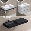 doporro Lavabo Suspendu avec Bonde Vasque à Poser Blanc Mat Voir les images du produit 6