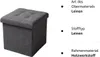 A gray upholstered storage ottoman is shown next to product specifications. Náhľad obrázku produktu