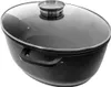 A black oval pot with a glass lid and a silver handle on a white background. Náhled obrázku produktu