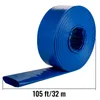 A blue flat hose rolled up with a section unrolled, showing its dimensions. Anteprima dell’immagine prodotto