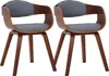 Two modern chairs with curved wooden frames and gray upholstered seats and backrests, displayed against a white background. Náhled obrázku produktu