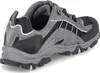 A close-up, rear-side view of a gray and black hiking shoe. Náhled obrázku produktu