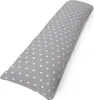 A long pillow with a gray background and white star pattern, lying diagonally on a white surface. Produktbild-Vorschau