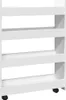 A white, four-tier storage cart with wheels. Voir les images du produit