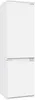 A white refrigerator-freezer combination unit shown from a three-quarter side view. Produktbild-Vorschau