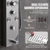 A close-up of a shower panel with text highlighting its features. Anteprima dell’immagine prodotto
