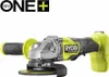 A cordless angle grinder is shown against a white background, with brand logos and product information at the top. Produktbild-Vorschau
