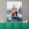 Schiff und Skyline Leinwandbild Wandbild Kunstdruck XL Produktbild-Vorschau 3
