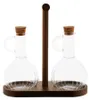 Elegantes Öl- & Essigspender Set mit Holzständer - 320 ml Produktbild-Vorschau 1