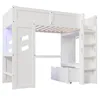 Hochbett mit Schreibtisch, Stauraum und LED-Beleuchtung, Produktbild-Vorschau 9
