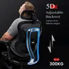 A man is sitting in an ergonomic office chair, with text overlays highlighting its features. Produktbild-Vorschau