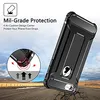 A black phone case with protective features is shown in a dynamic, outdoor setting. Produktbild-Vorschau