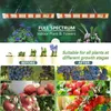 Collage of images showing a full spectrum LED grow light and its effects on various plants and fruits. Náhľad obrázku produktu