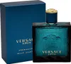 A bottle of Versace Eros aftershave lotion and its packaging are displayed. Náhled obrázku produktu