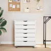 vidaXL Armoire à roulettes avec tiroirs MOSS Blanc Pin Voir les images du produit 3