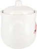 A white ceramic jar with a lid, decorated with pink floral motifs. Podgląd zdjęcia produktu