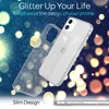 A glittery phone case and a phone with a glittery case are shown against a dark, bokeh-filled background. Produktbild-Vorschau