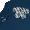 Dunkelblaues T-Shirt mit einem grafischen Muster in Form von Streifen auf der Brust; Größe M; von Ocun. Produktbild-Vorschau